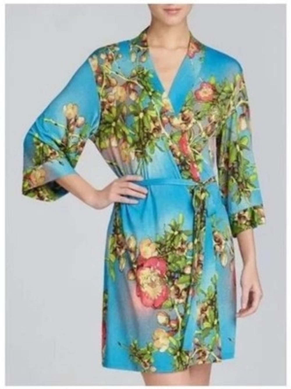 Josie Natori Paradise Found Fresh and Flowy Lightweight Luxury Robe, XL